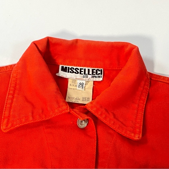 Les Copains Misselleci Vintage Jeans Crop Jacket Orange Red Size 40EU or S US - Picture 3 of 10